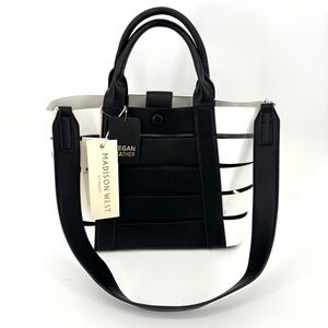 Madison West Tote Bag‎ Black White Inner Pouch NWT
